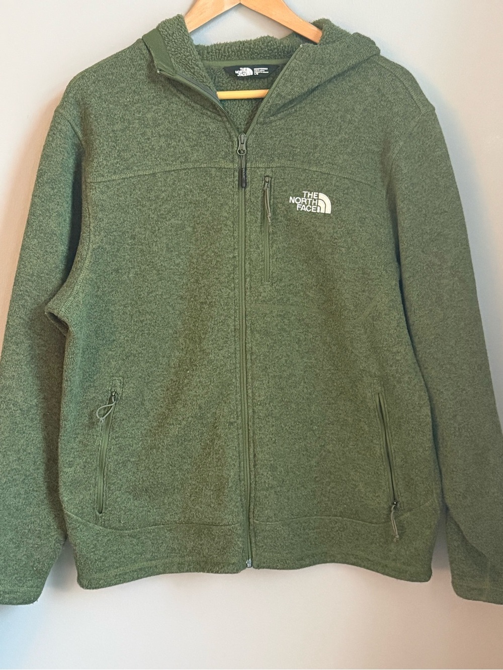 The North Face Men’s Olive Green Full-Zip Fleece Hoodie